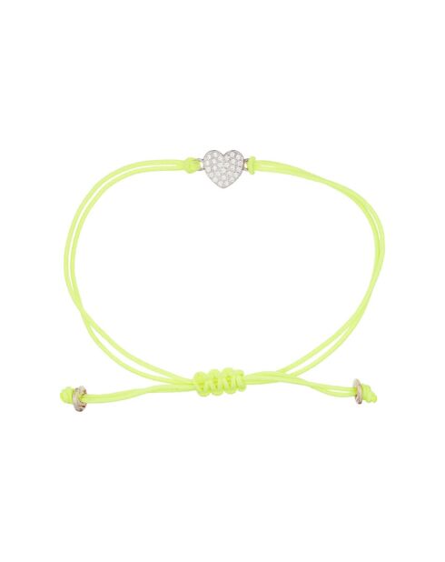 Bracelet Coeur en Argent cordon vert